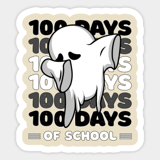 100 Days of school typography featuring a Cute Dabbing ghost #4 Sticker